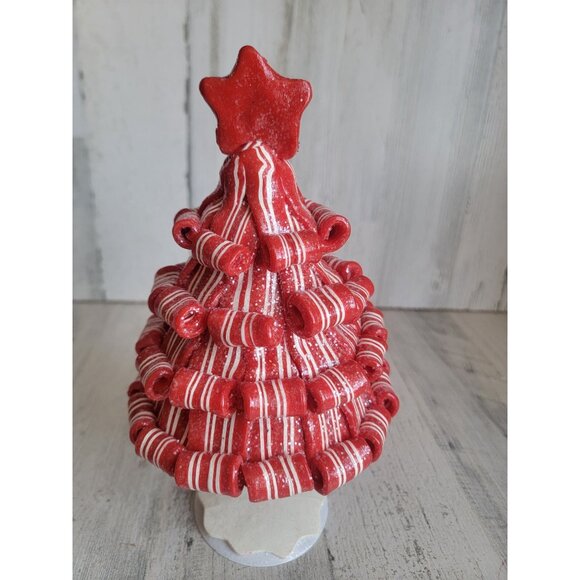 Holiday peppermint candy tree red star resin home decor Xmas - Picture 3 of 9